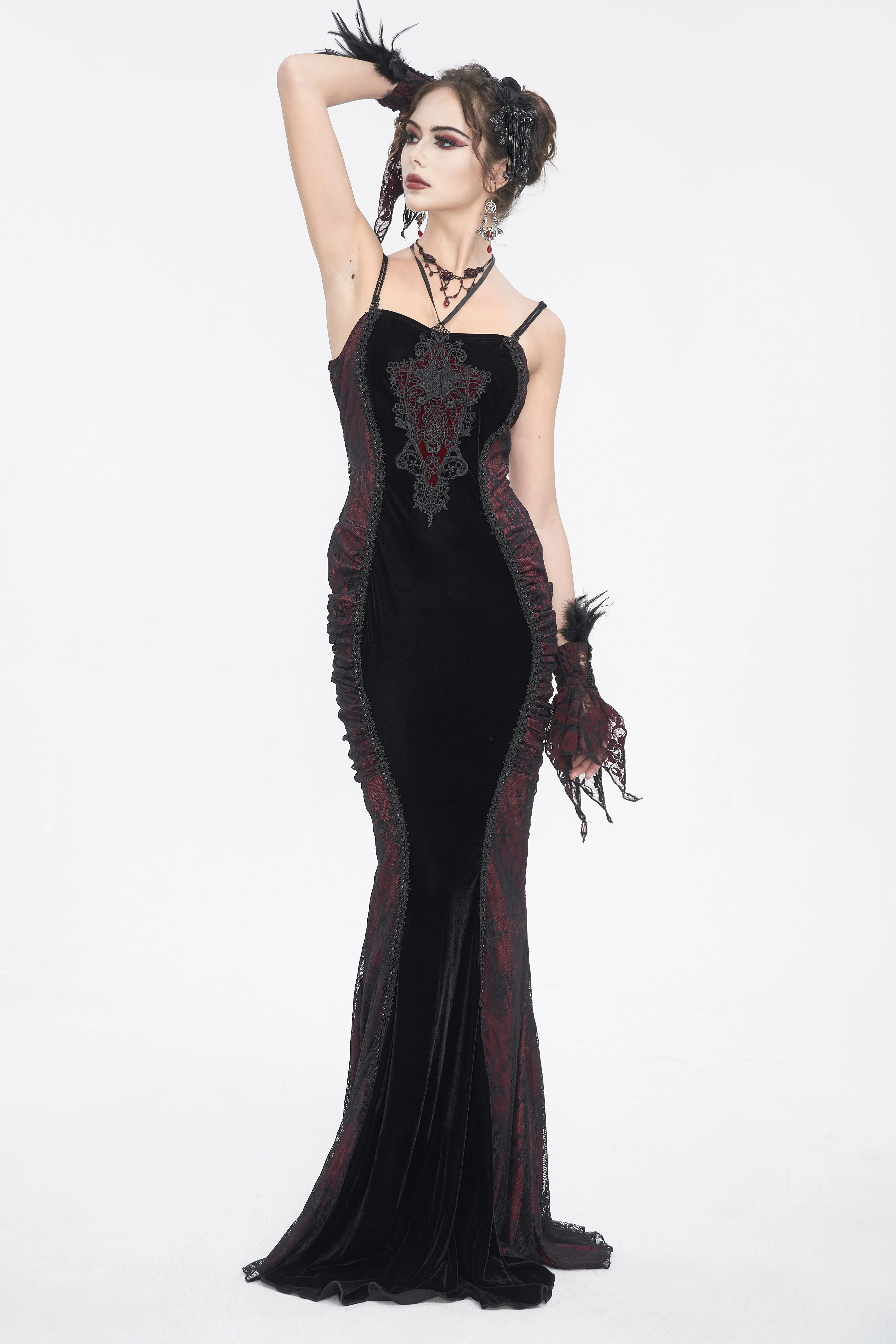 Velvet Gothic Mermaid Maxi Dress... - Image 4