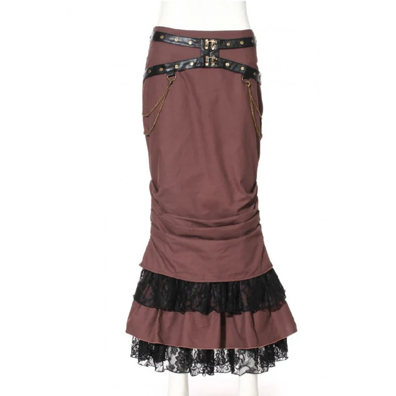 Leather & Lace Steampunk Skirt - Image 4