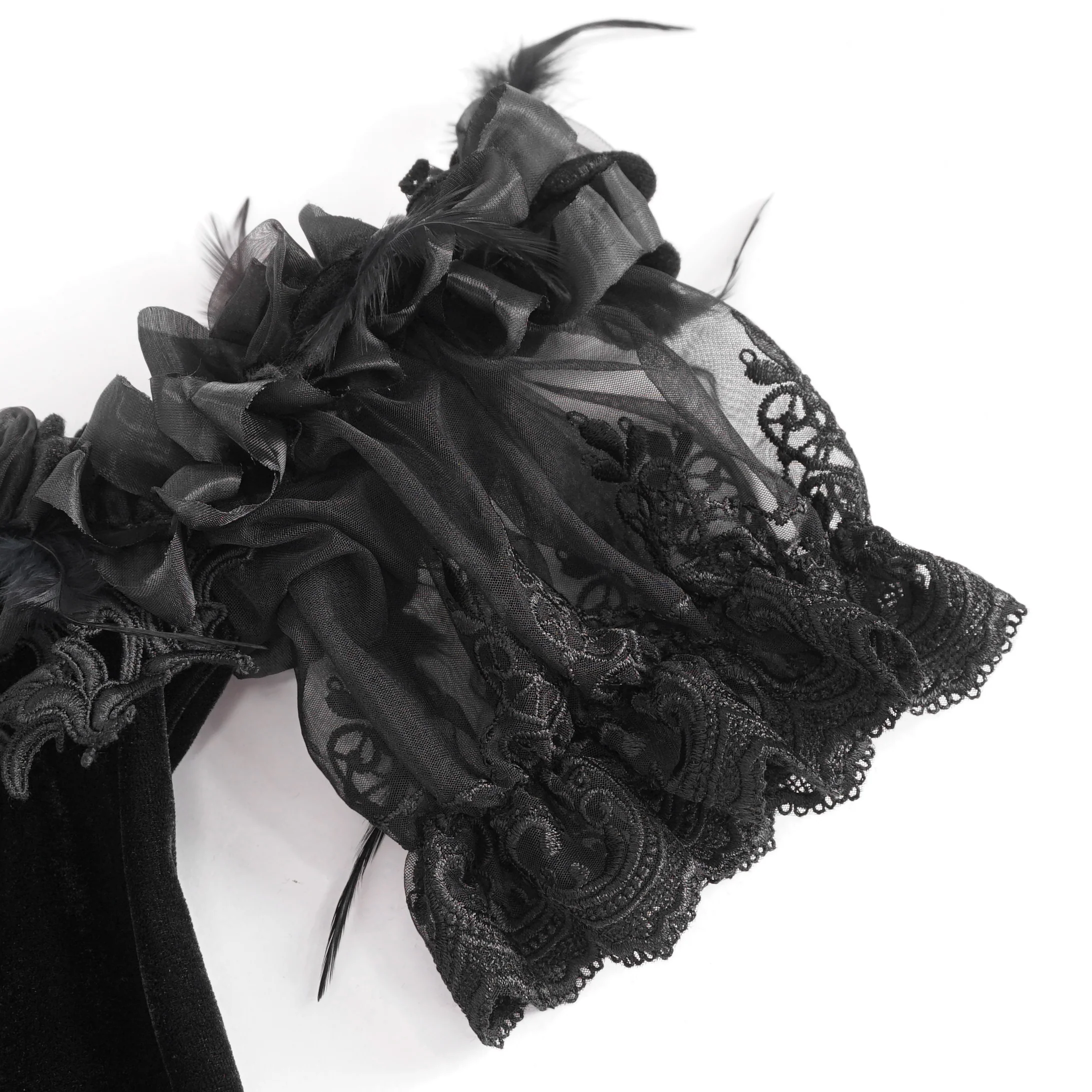 Veronica - Off-Shoulder Velvet & Lace Maxi Dress in Black - Image 11