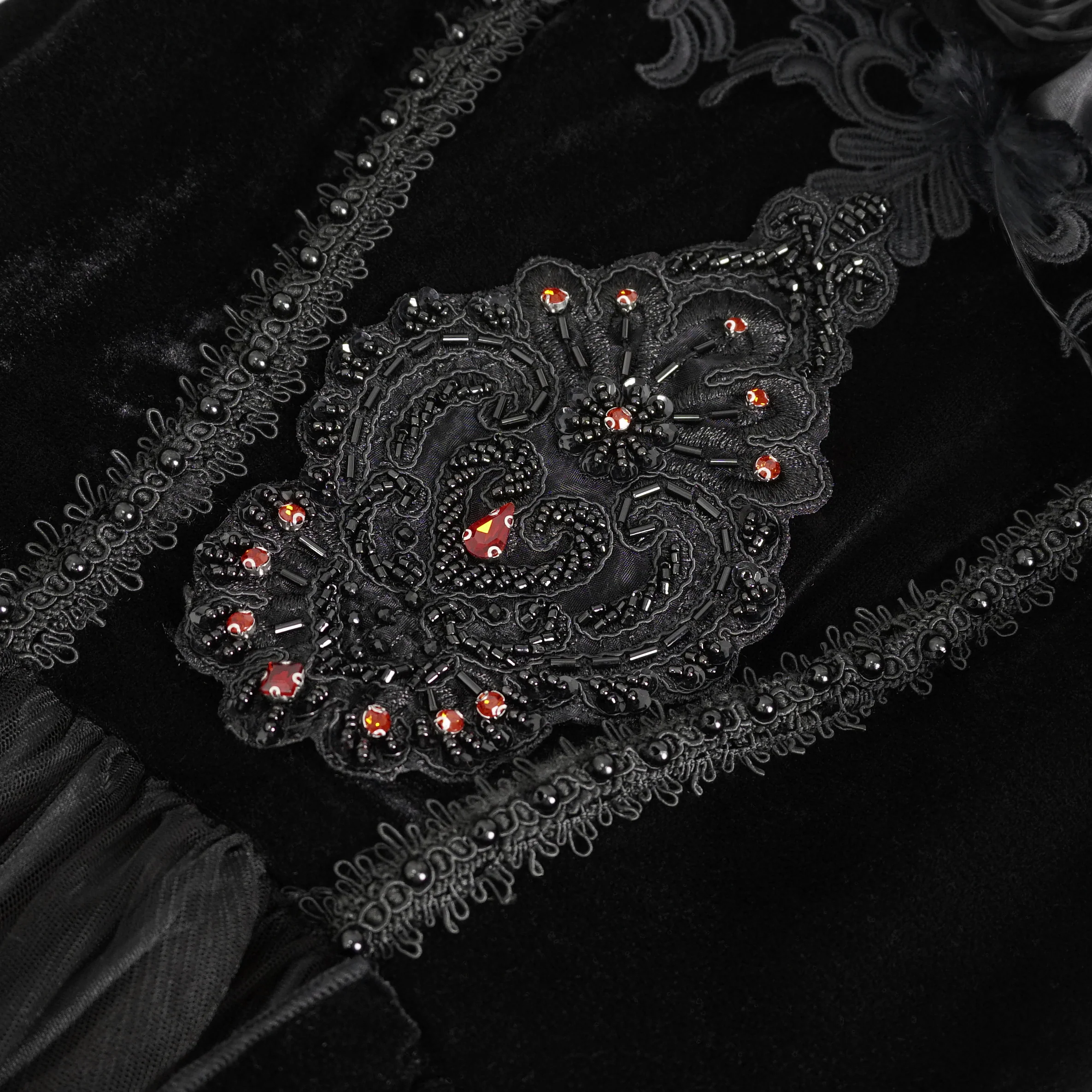 Veronica - Off-Shoulder Velvet & Lace Maxi Dress in Black - Image 9