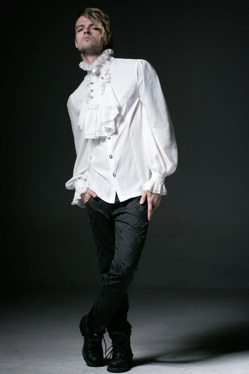 White Chapel Ruffle Shirt with Detachable Tie - Image 4